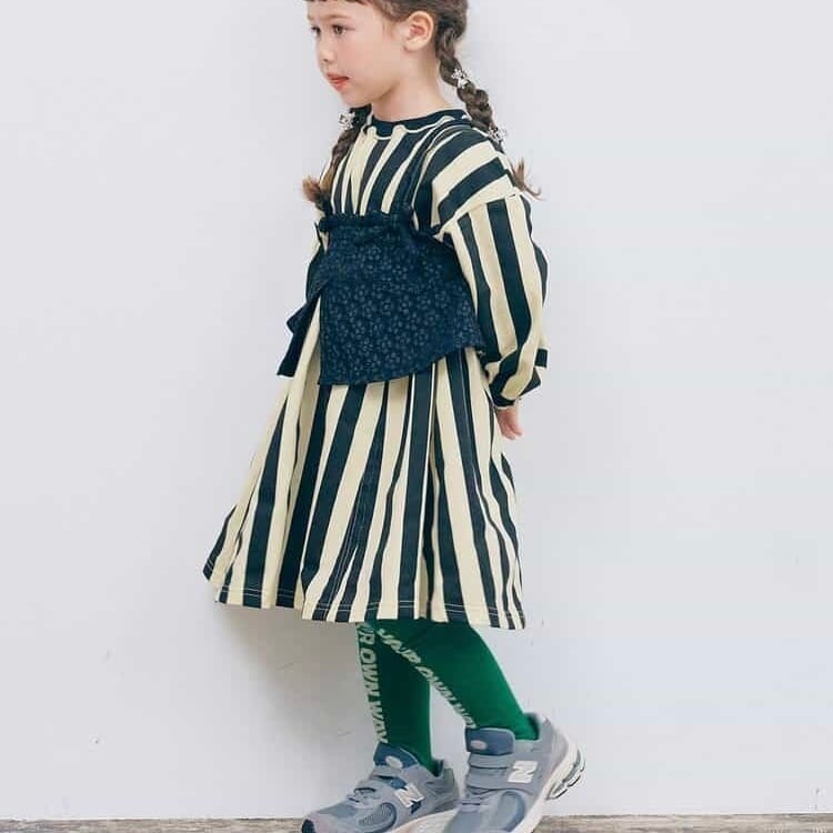 Stripe Onepiece【90-130cm】Black