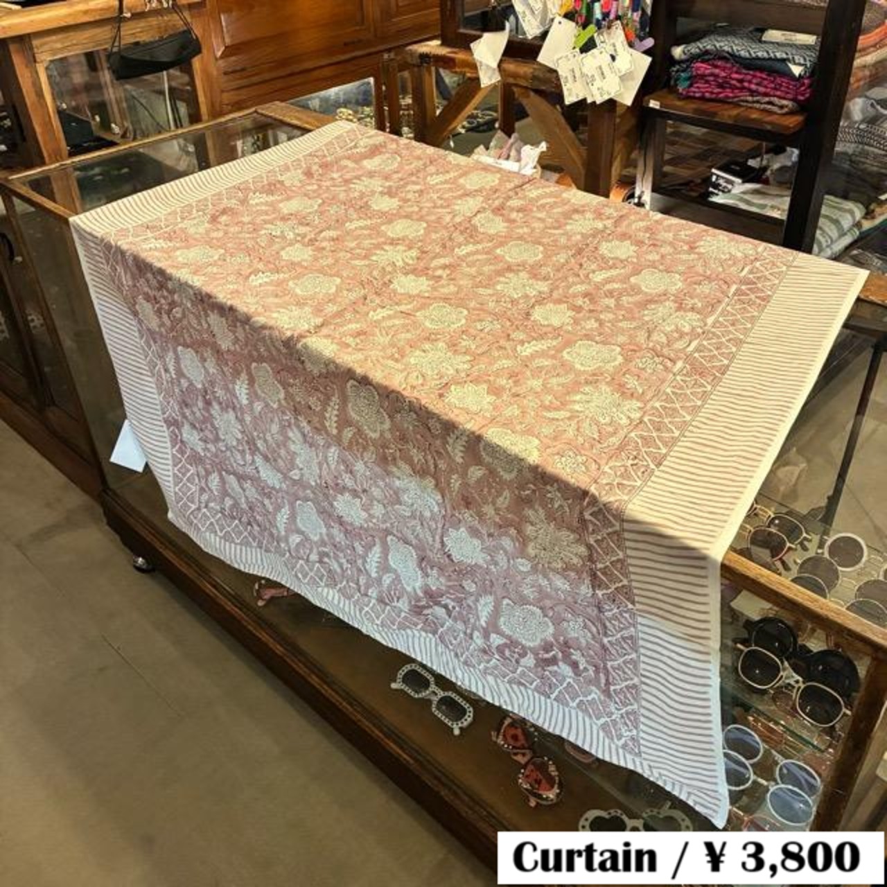 TOPANGA Homefurnishing India Block print curtain Warm C 110×180cm