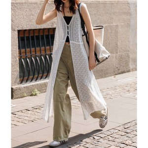 Open Knit Long Vest 501495