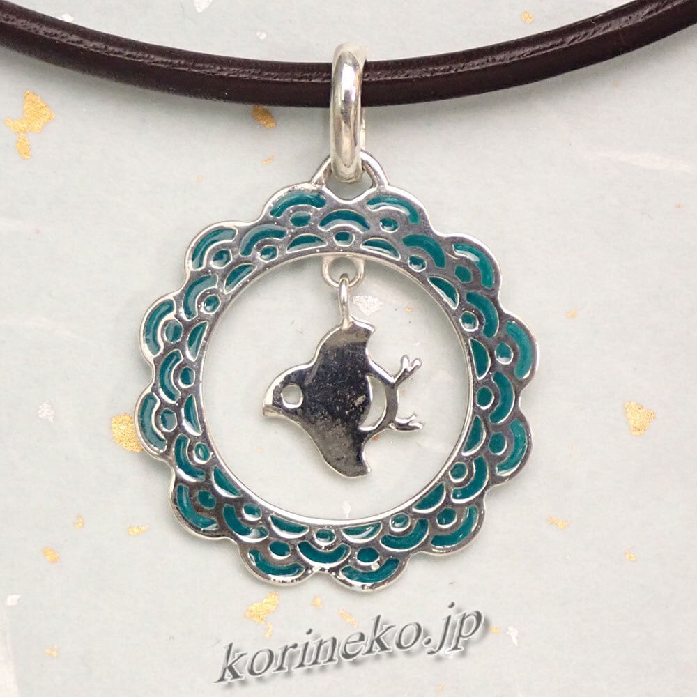 和柄シリーズ】波千鳥の透胎七宝ペンダント Green | korineko