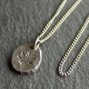 ◆錫 (スズ) × silver ネックレス【Stamp Tin Necklace #Hemp】