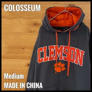 【COLOSSEUM】カレッジ スウェット パーカー クレムソン大学 Clemson Tigers football フットボール 刺繍ロゴ ビッグロゴ M US古着