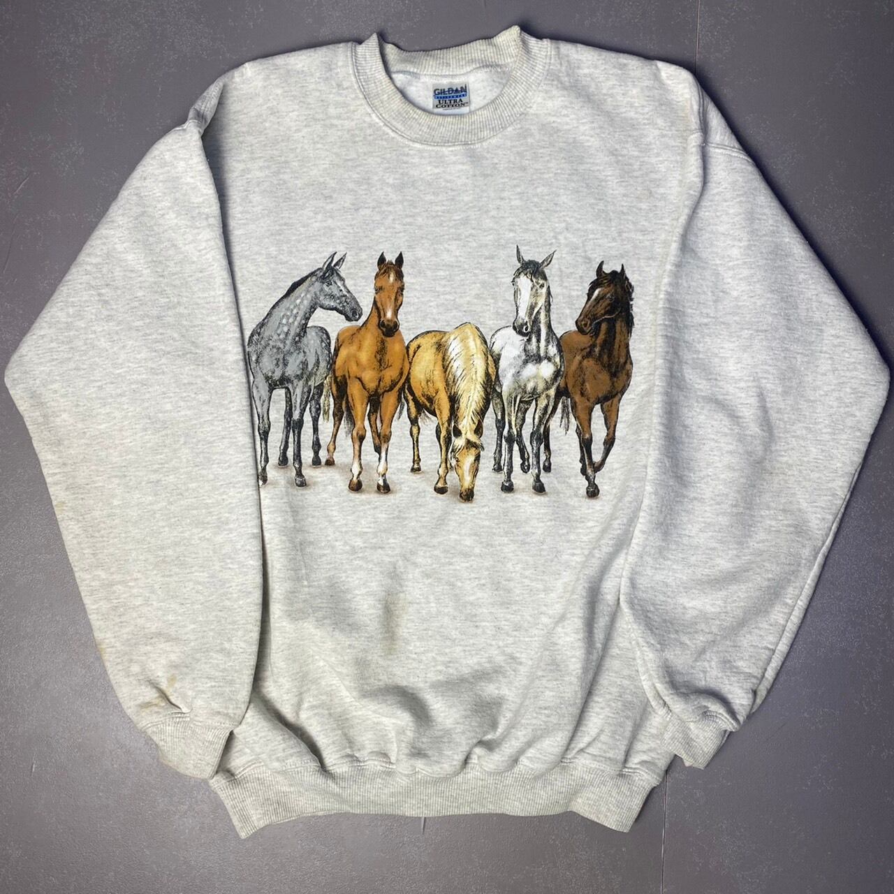 ビンテージ GILDAN ギルダン アニマル プリント スウェットシャツ トレーナー メンズM ホワイト 白 古着 【スウェット】