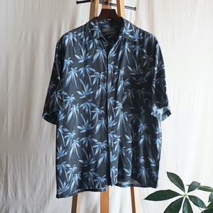 BRUNO 植物柄 シルク アロハシャツ US [C2880]