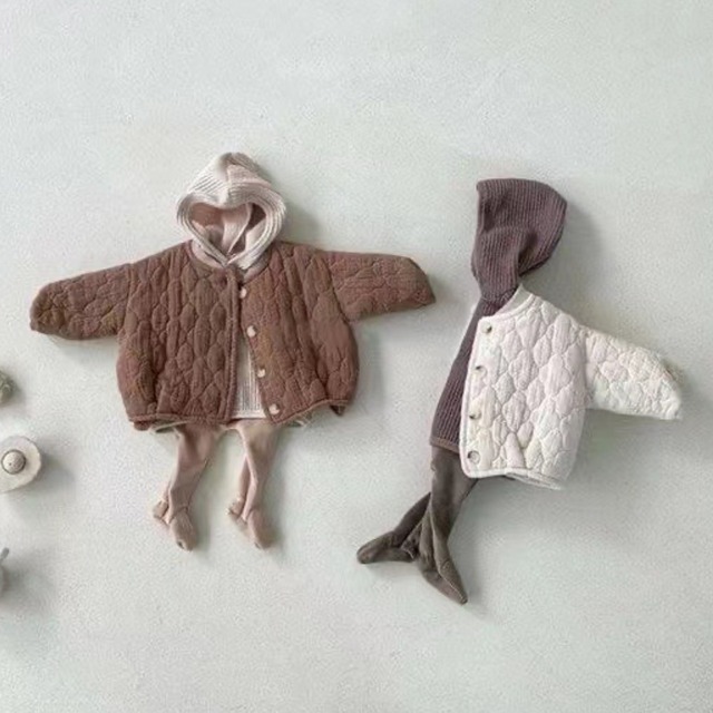 【73-90】冬刺繍入り中綿ジャケット ベビー キッズ 男女兼用