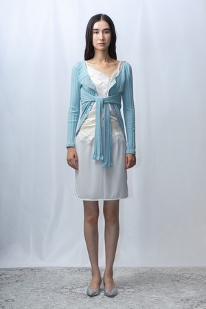 double sleeve cardigan wide rib - MINT