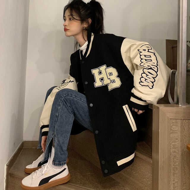 スタジャン レディース アウター オーバーシルエット メンズライク