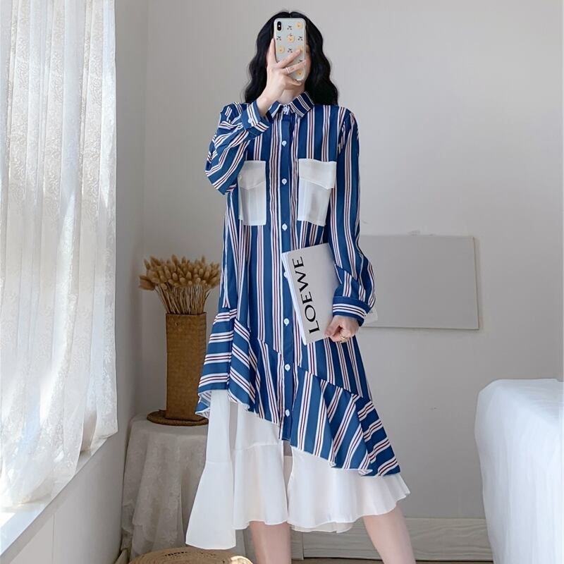 ワンピース レディース シャツワンピース 袖あり 長袖 レギュラーカラー フレア スリム Aライン マーメイド 切り替えデザイン シフォン フリル かわいい 大人可愛い きれいめ シンプル カジュアル 大人 上品 おしゃれ お洒落 レトロ 大人女子 こなれ感 ラフ ラブリー キュート ガーリー 個性的 抜け感 ストライプ 春 夏 10代 20代 30代 40代 デート お出かけ 女子会 休日 着回し 普段使い 韓国 韓国系 ファッション コーデ スタイル 楽ちん モテ 定番 プチプラ 送料無料