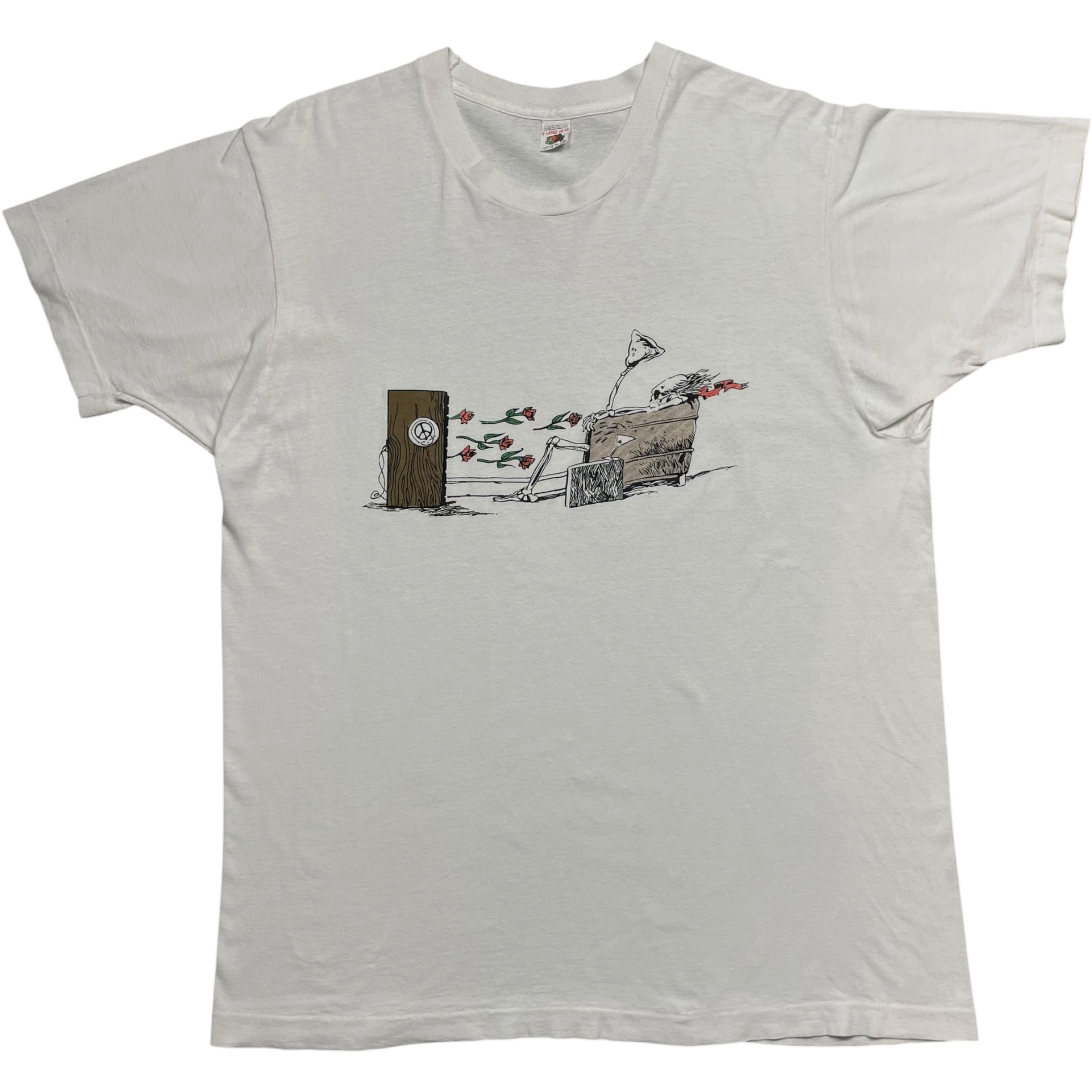 《XL》 FRUIT OF THE ROOM フルーツオブザルーム Tシャツ グレイトフル・デッド プリントデザイン ホワイト シングルステッチ USA製 80年代 vintage no.10590