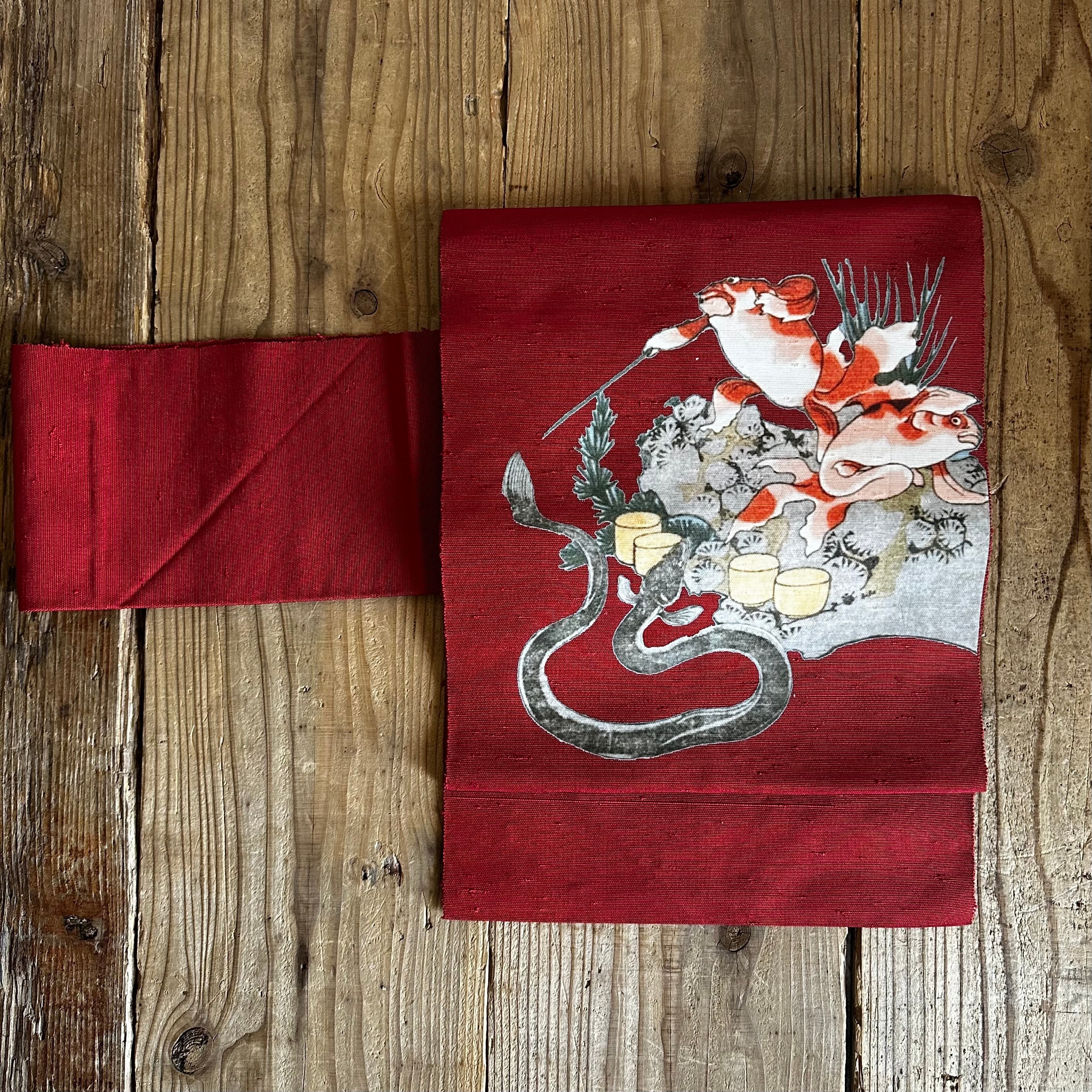 国芳金魚づくし(ウナギもいるよ) 名古屋帯