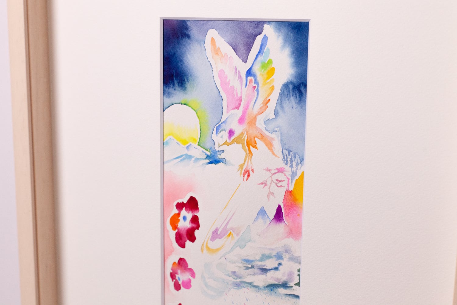 立川陽介作品/水彩画「鹿と梟」（額付） | VIVANT ART COLLECTION