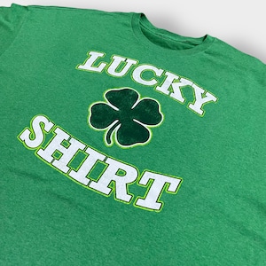 【USA古着】LUCKY SHIRT ビッグシルエット アーチロゴ Tシャツ 四葉のクローバー グリーン 半袖 夏物 us古着