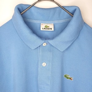 ラコステ　ポロシャツ　刺繍ロゴ　シェルボタン　ユーロ古着　水色　6サイズ
