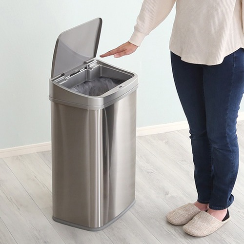 大容量 縦開き 50L 自動開閉 ゴミ箱 ステンレス製 センサー感知範囲の調整可能