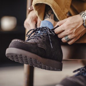 Bicolor Cow Suede Lace-Up Boots / バイカラー カウ スエード レースアップ シューズ
