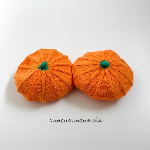 即納【人気】かぼちゃのニットベレー帽