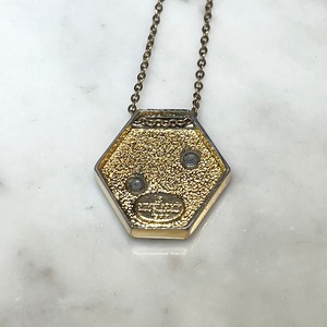 vintage GIVENCHY gold color metal hexagon pendant necklace