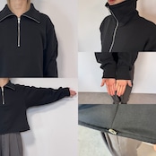 ハーフzipコンパクトスウェットPO/ブラック