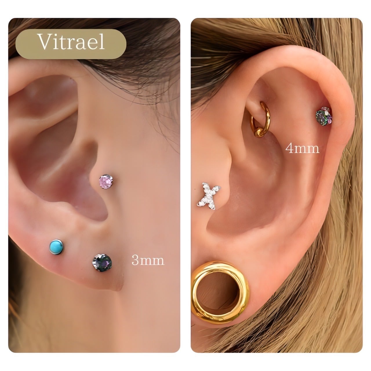 プッシュピアス パーツのみ 20G 18G 16G 14G 10G 全8色 立爪 軟骨