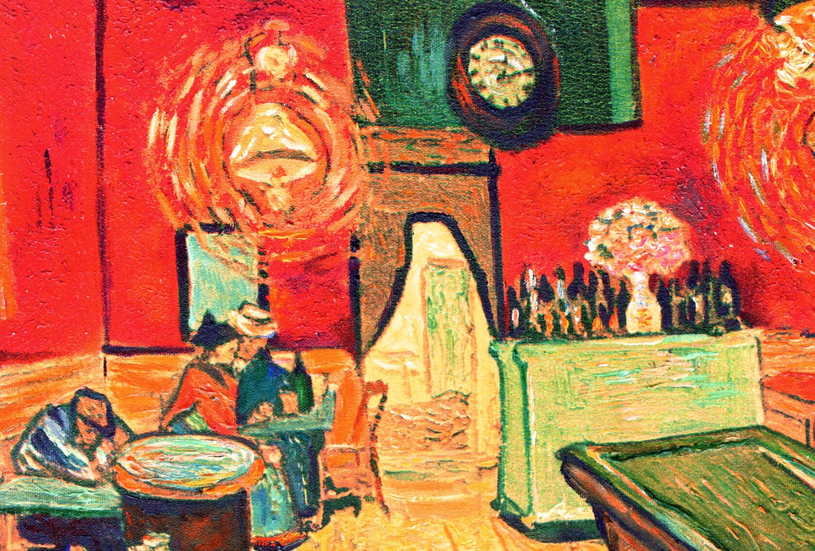 ゴッホ 絵画「夜のカフェ」額縁4色選択可能 作品証明書 展示用フック 限定エディション付複製画 ジークレ