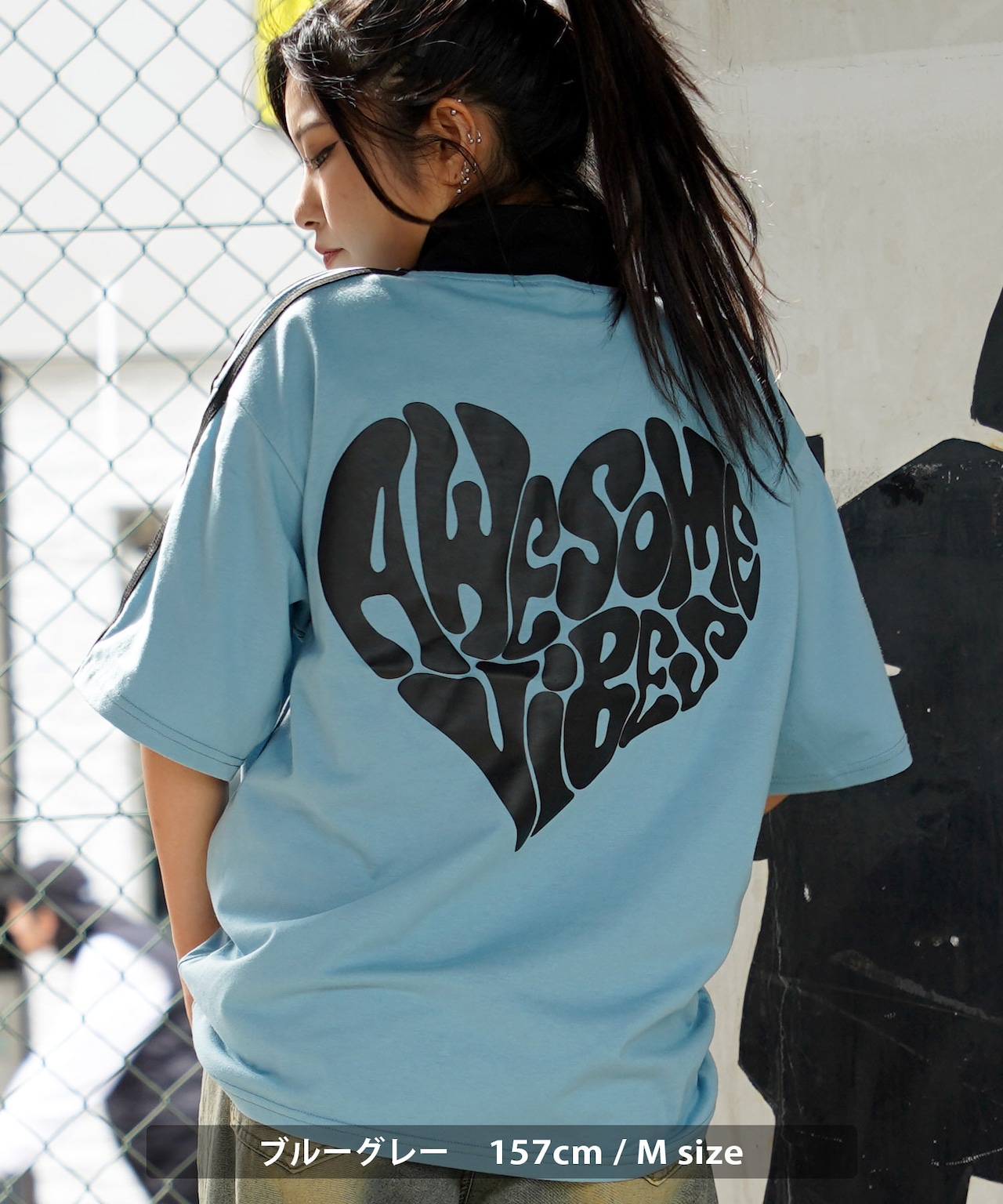 ◆ハートロゴ ハーフジップ Tシャツ◆wi-059592