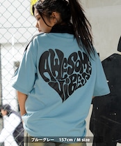 ◆ハートロゴ ハーフジップ Tシャツ◆wi-059592