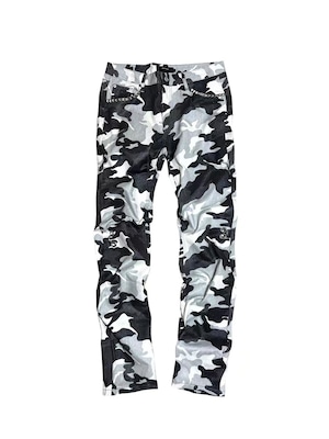 【CinderVein】White Camo Rivet Coated Denim Pants