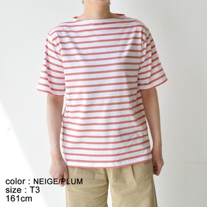 セントジェームス SAINT JAMES 薄手ボーダーシャツ半袖(PIRIAC)NEIGE/PLUM