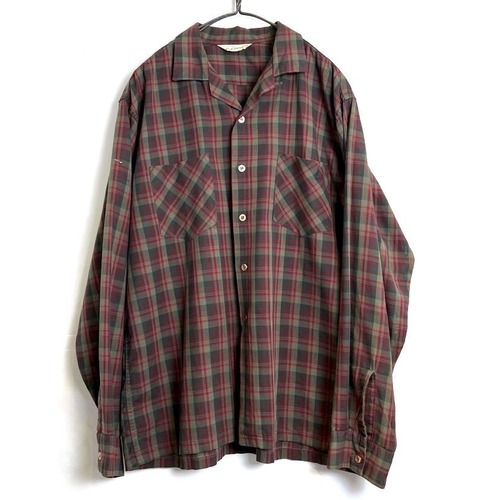 [Dutchmaid] Vintage open collar shirt [1960s-] Vintage Loop Collar Plaid Shirt