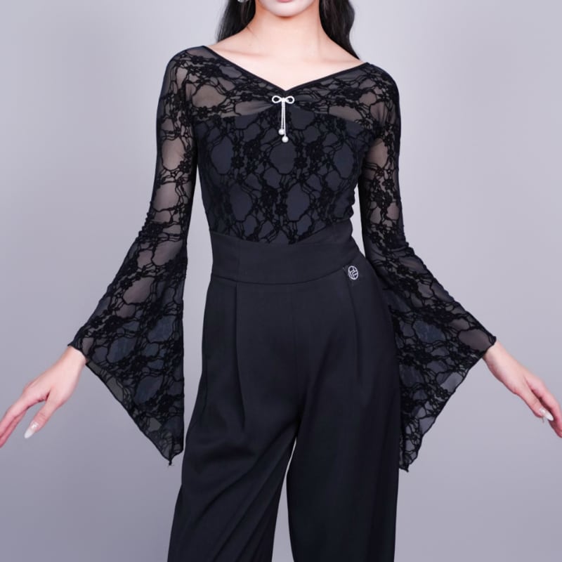 レース ロングスリーブ Vネック ブラウス ds1251