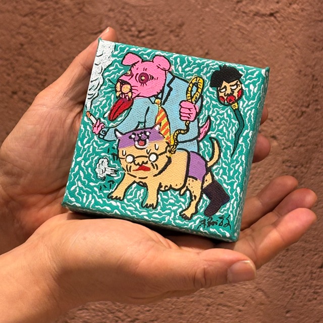 1点もの3Dキャンバス絵画『犬と人がいれかわる』