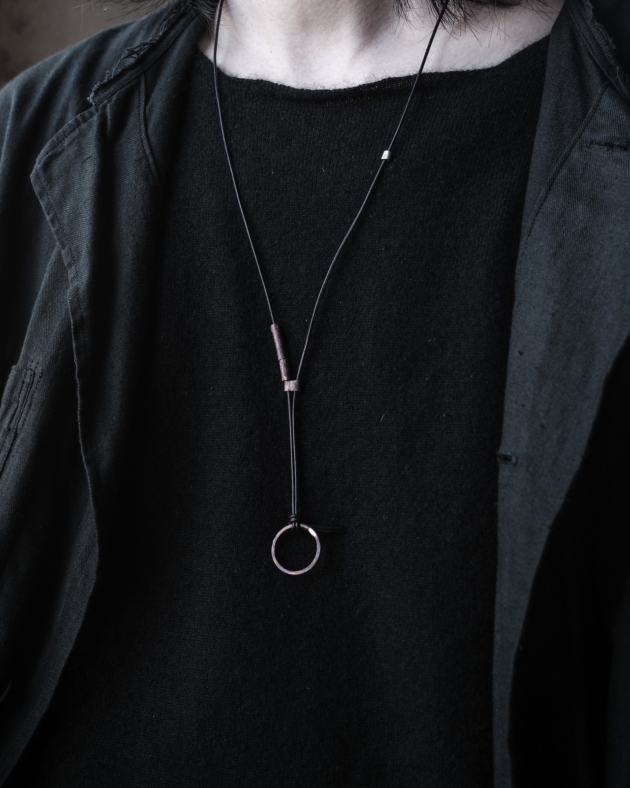 銅リングネックレス　黒　sasaki yuichi