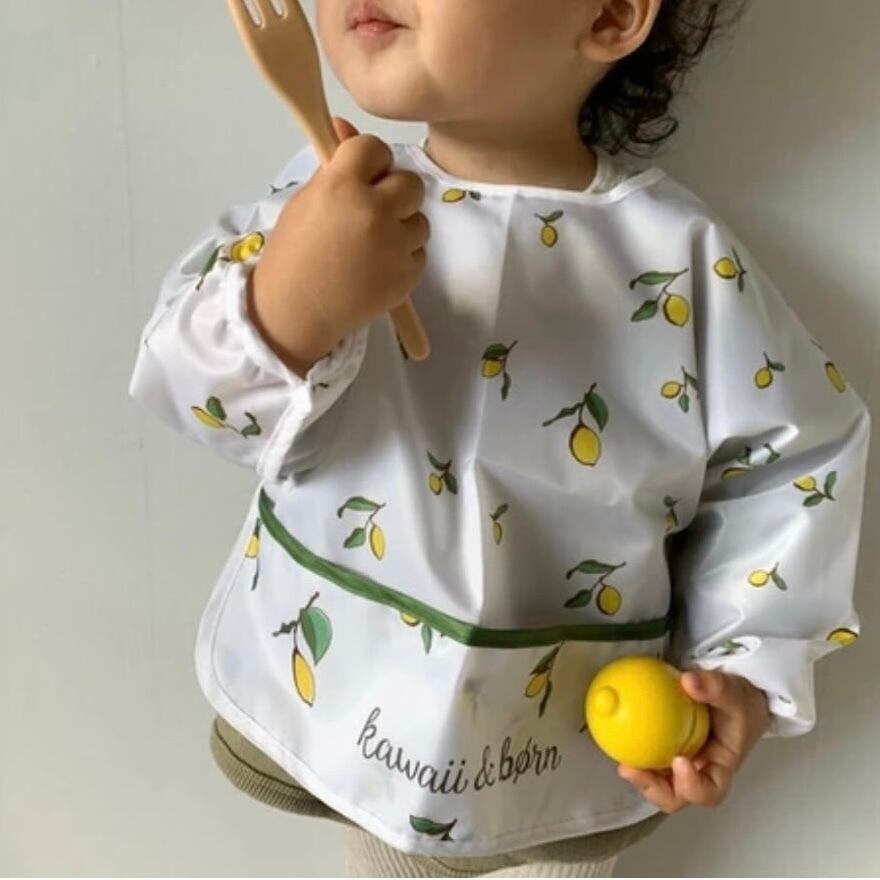 2枚入り|お食事絵ブロン|洗濯可 防水 長袖