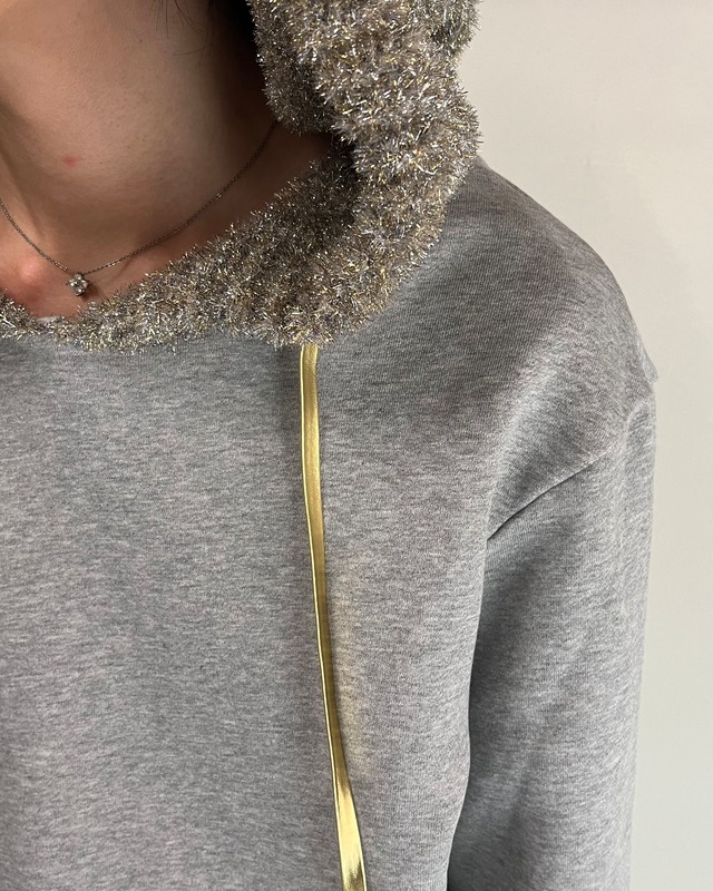 【26/AW Oscar Ouyang】Grey/Golden knit sparkly sleeping hat hoodie