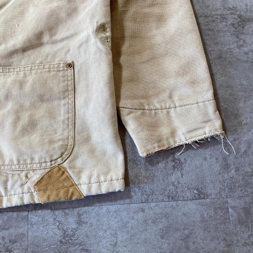 90s Carhartt 襤褸 ダック地 チョアコート ブランケット 無地 不明製 jacket 詳細写真7