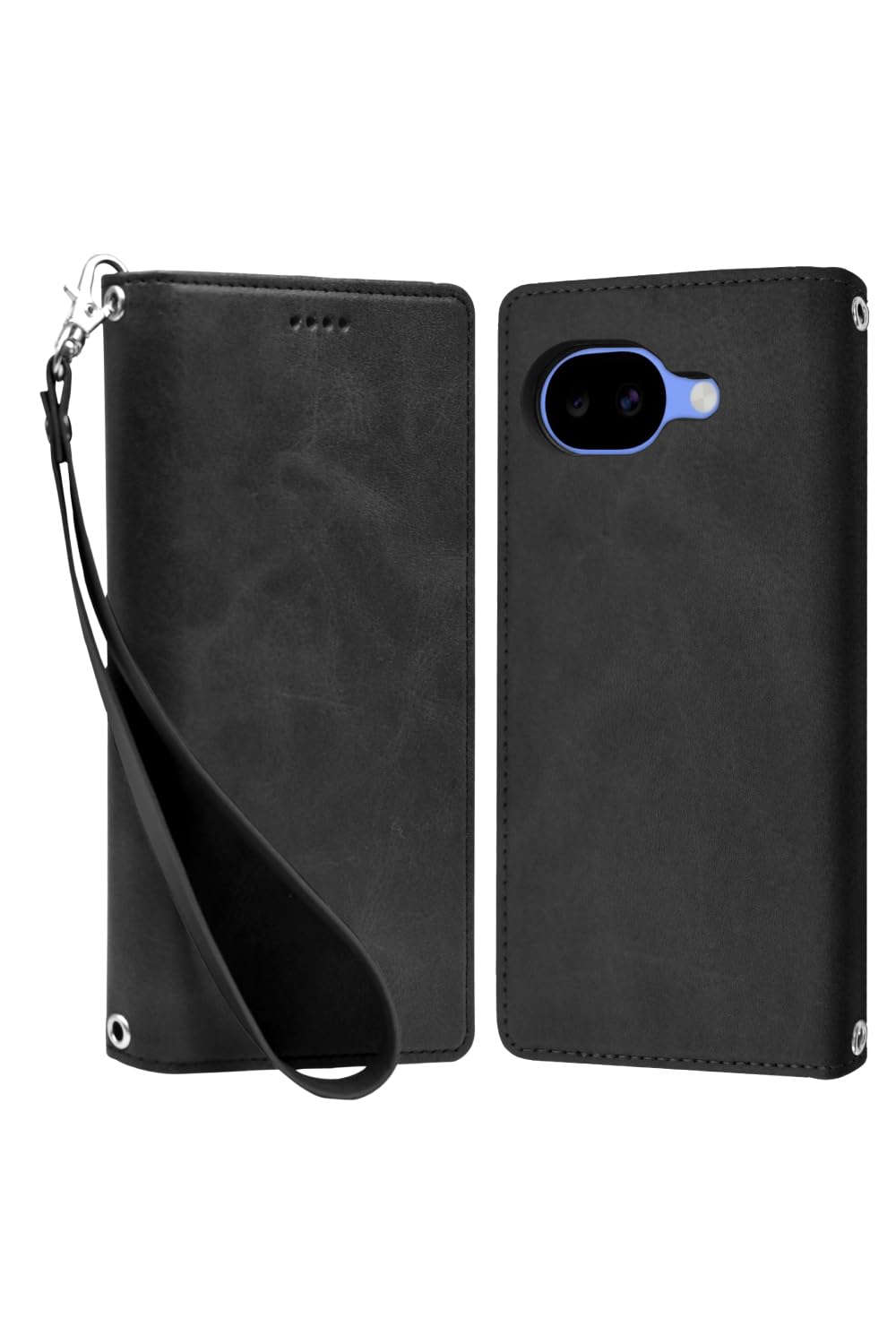 シズカウィル Google Pixel 10a 用 ケース カバー 手帳型 本革調 レザーケース ブラック 1個入り