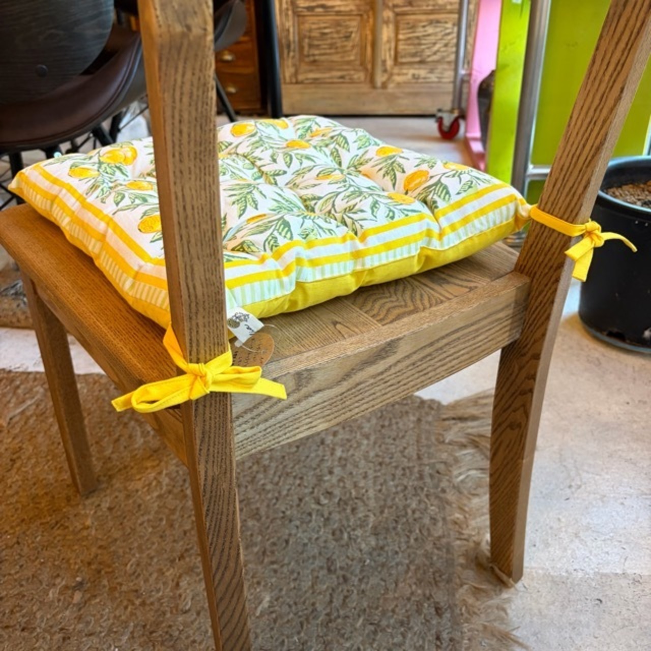 Bonita Block Print Seat Cushion 5Type　40×40㎝　シートクッション ボニータブロックプリント　シートクッション　クッション　紐付きクッション　かわいい