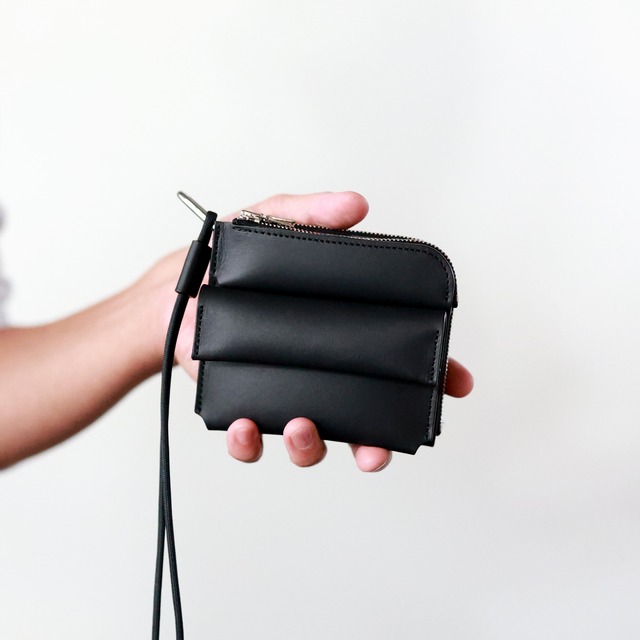 JINMON - Container Wallet - 3room / Black ( made in Japan )