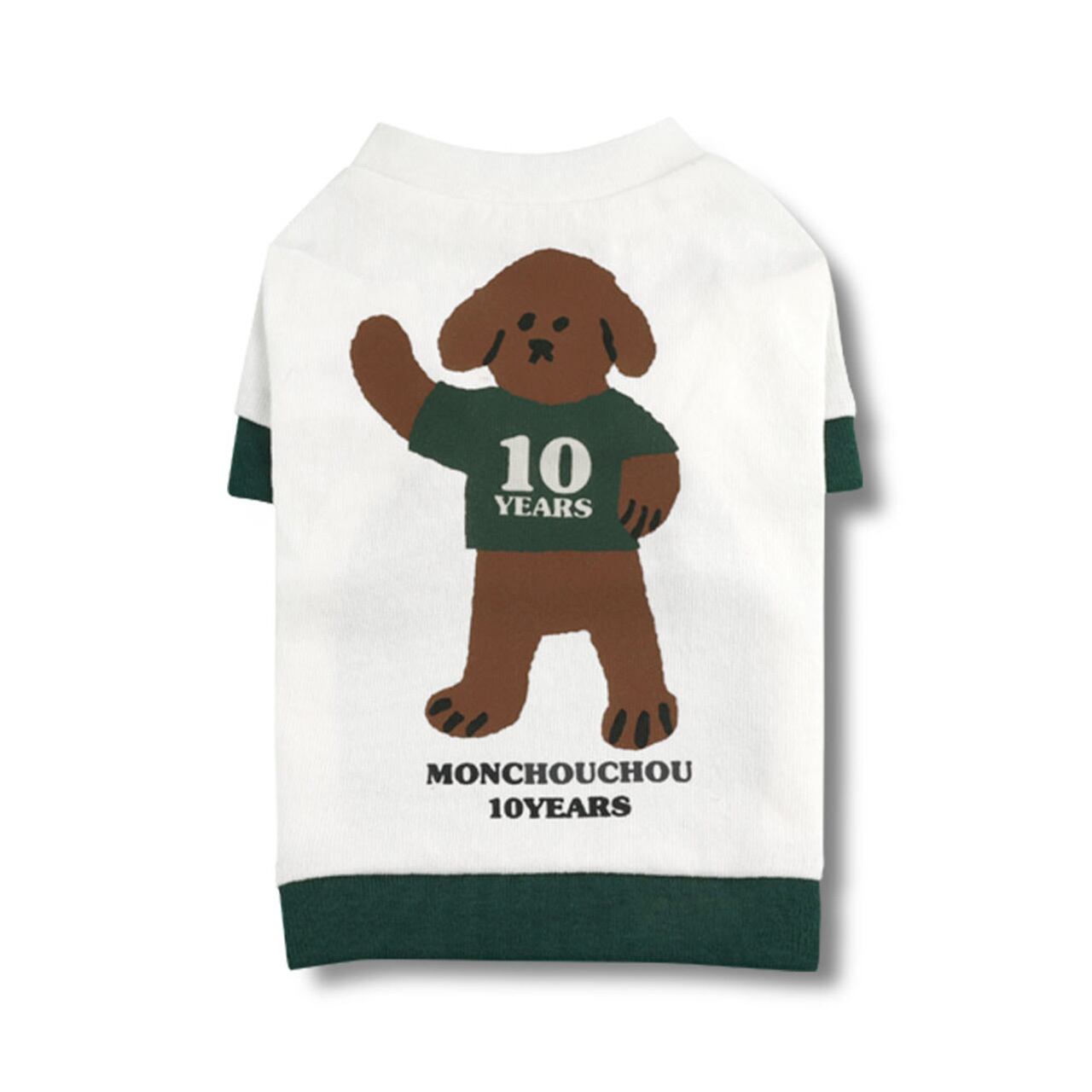 TEN YEARS YOUNG DOG Sleeve T-shirt-White / monchouchou