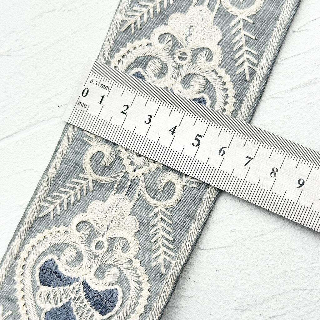 ハート [サックス]インド刺繍リボン 2852 | インド刺繍リボン