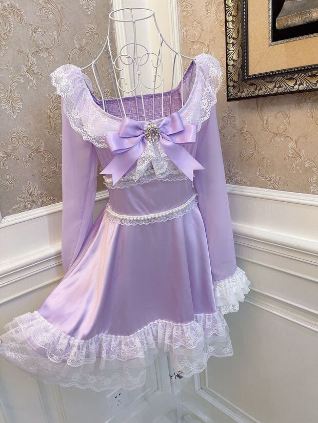紫 パープル ワンピース ガーリー 姫 ロリータ リボン 衣装 | Pay ID