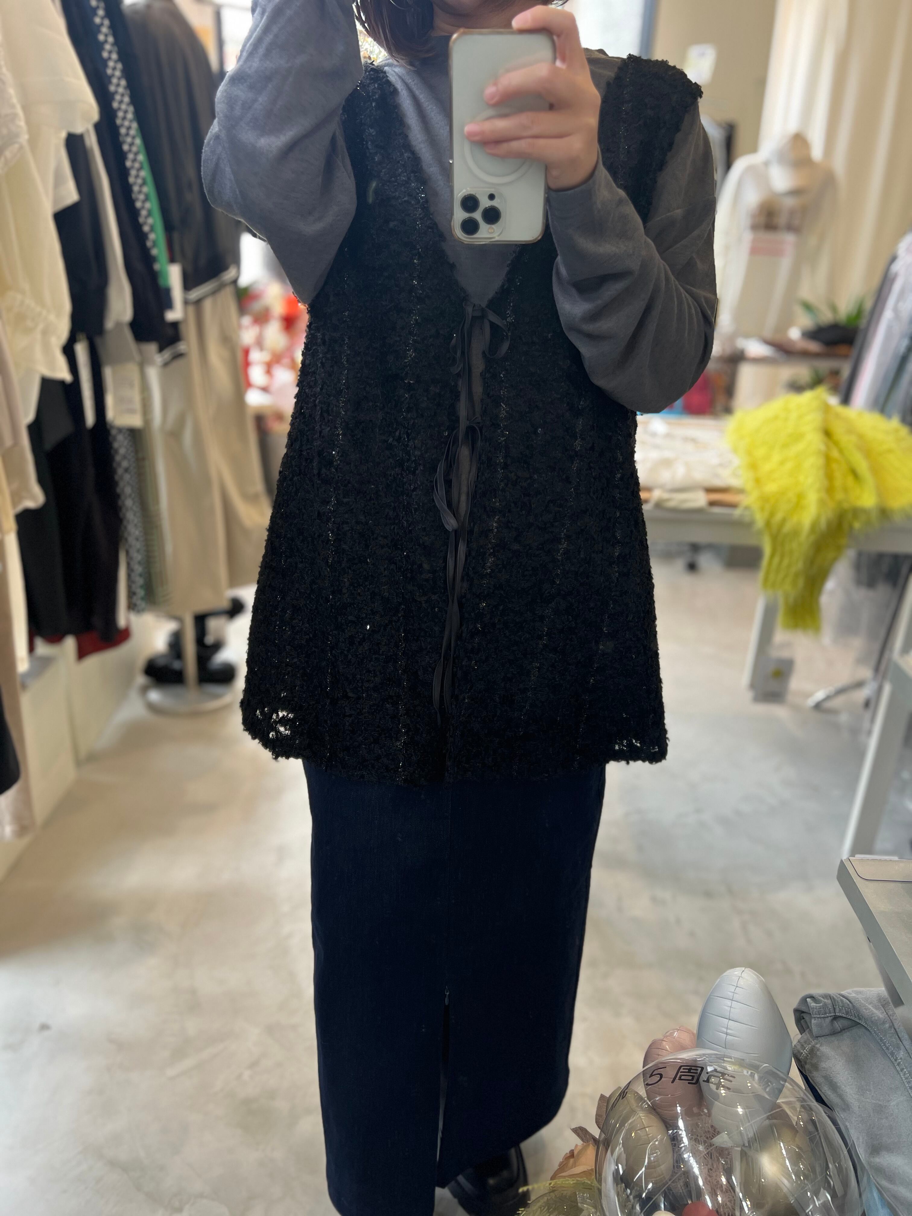 【SELECT】リング刺繍レース2wayベスト 15-0707