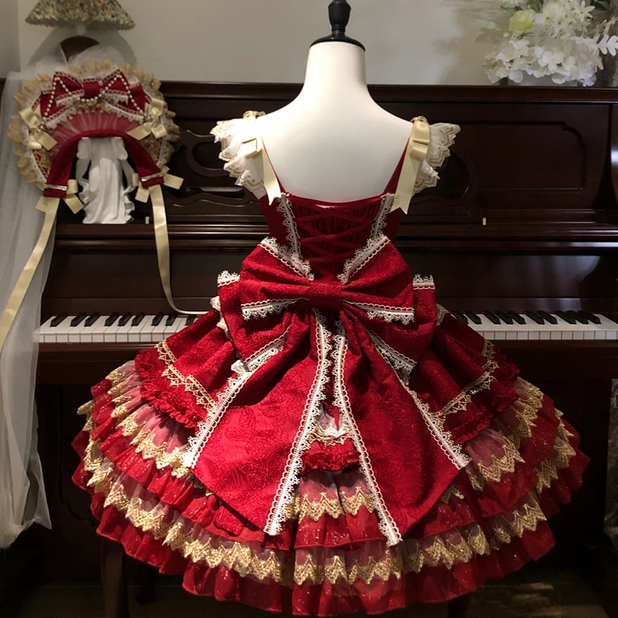 スウィートロリィタ ドレス バックリボン レース 編み上げ プリンセス