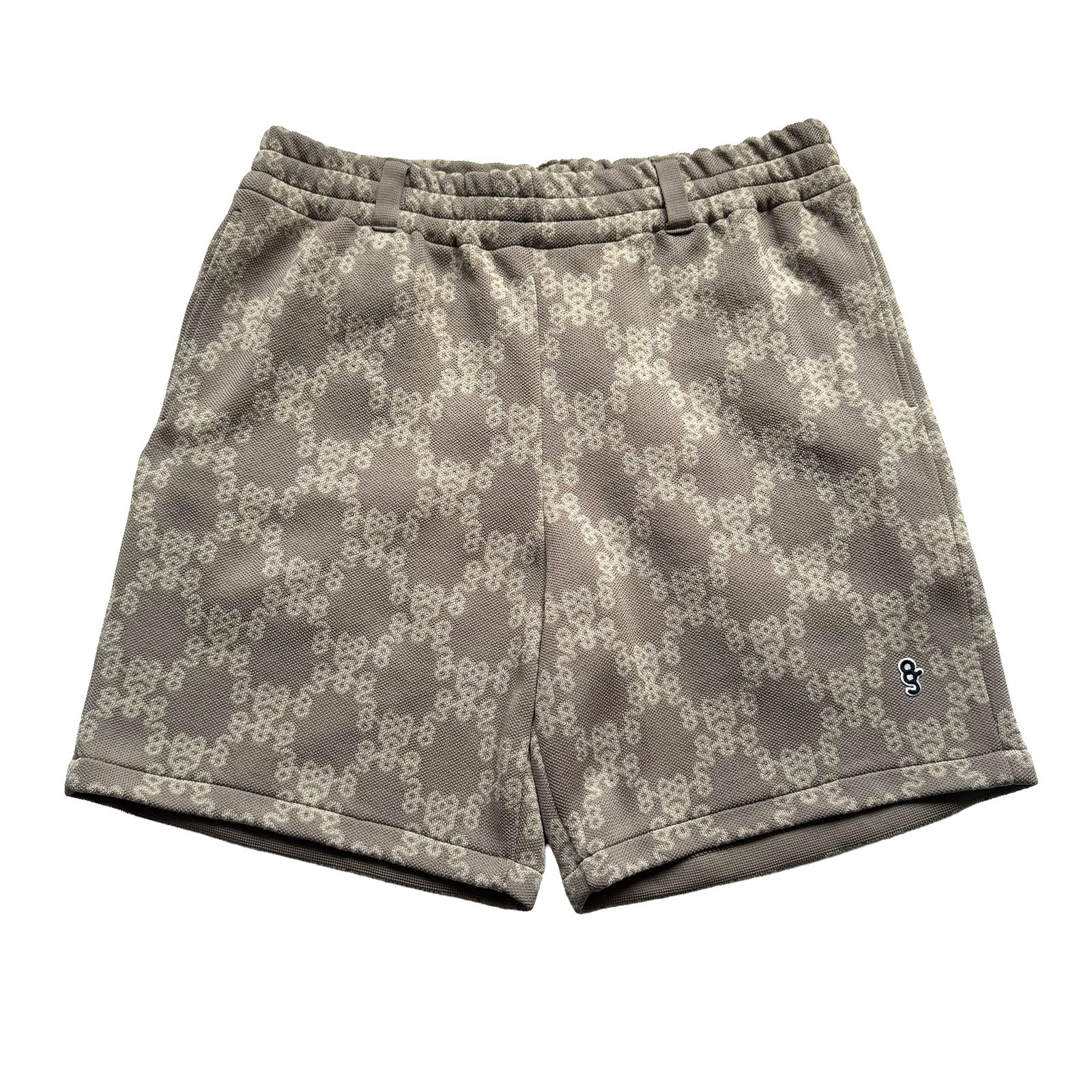 MONOGRAM DOUBLE JACQUARD KNIT SHORTS -BEIGE-