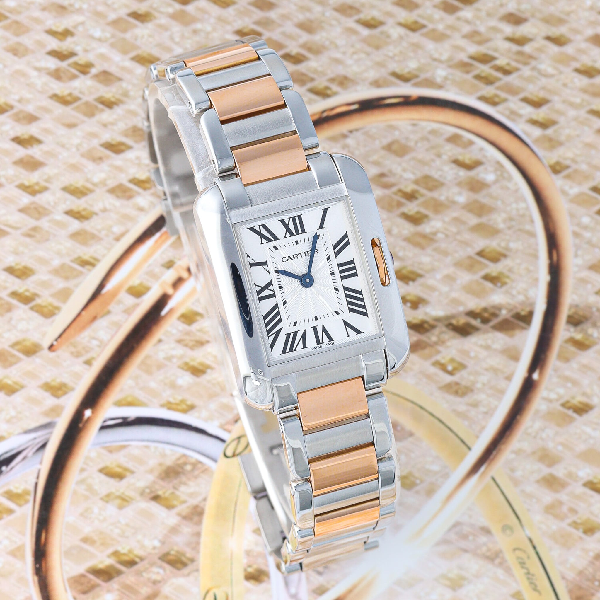 カルティエ タンクアングレーズ SM ピンクゴールドコンビ | Ante