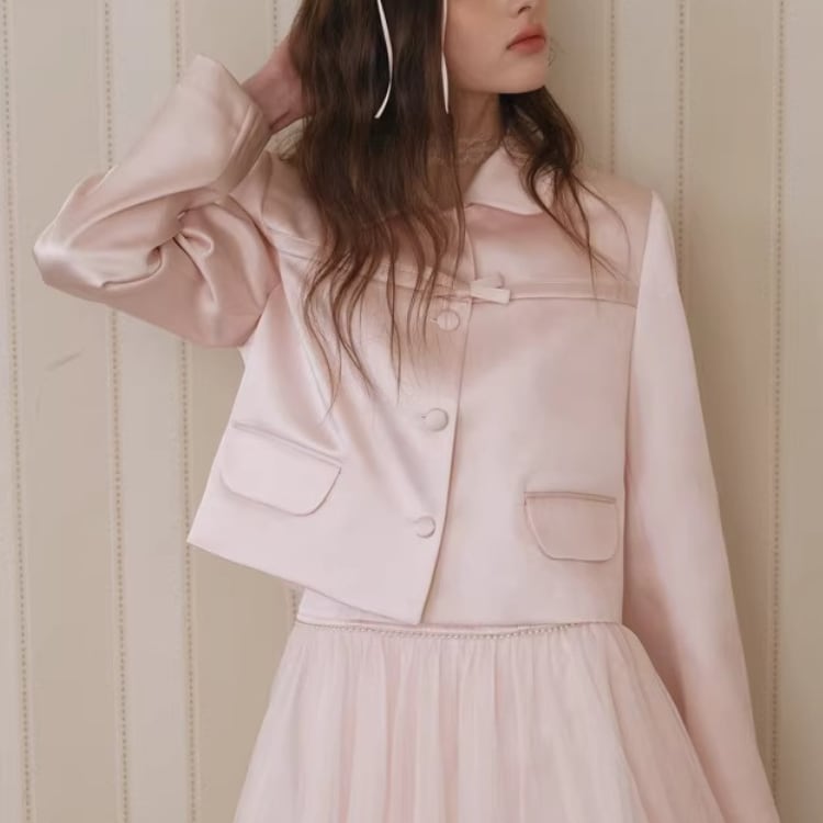 Satin Ribbon Short Jacket 00278