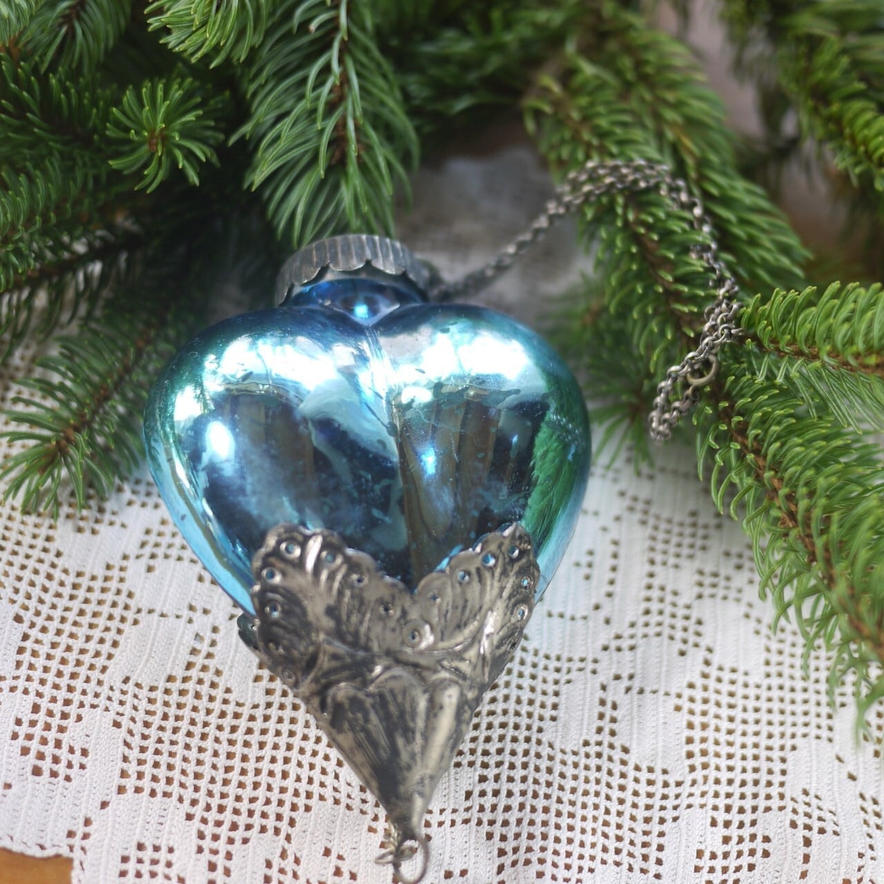 ハート型 クリスマスクーゲル ライトブルー ドイツ