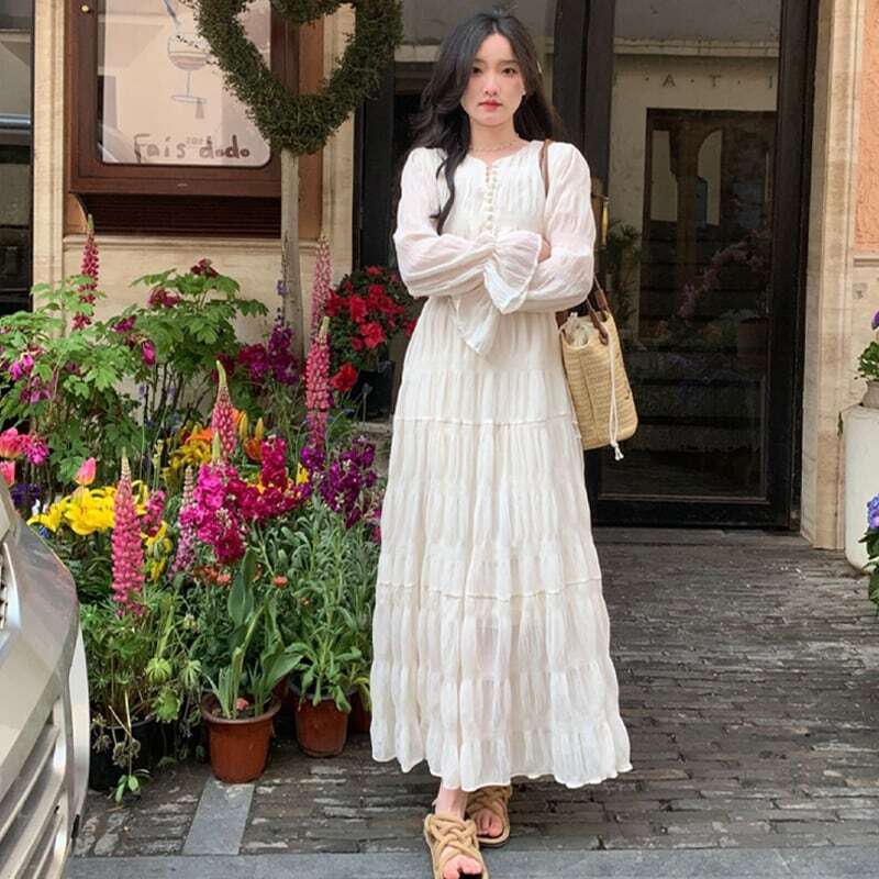 春新作 ワンピース 春 夏 ロング 無地 ロングワンピース レディース  