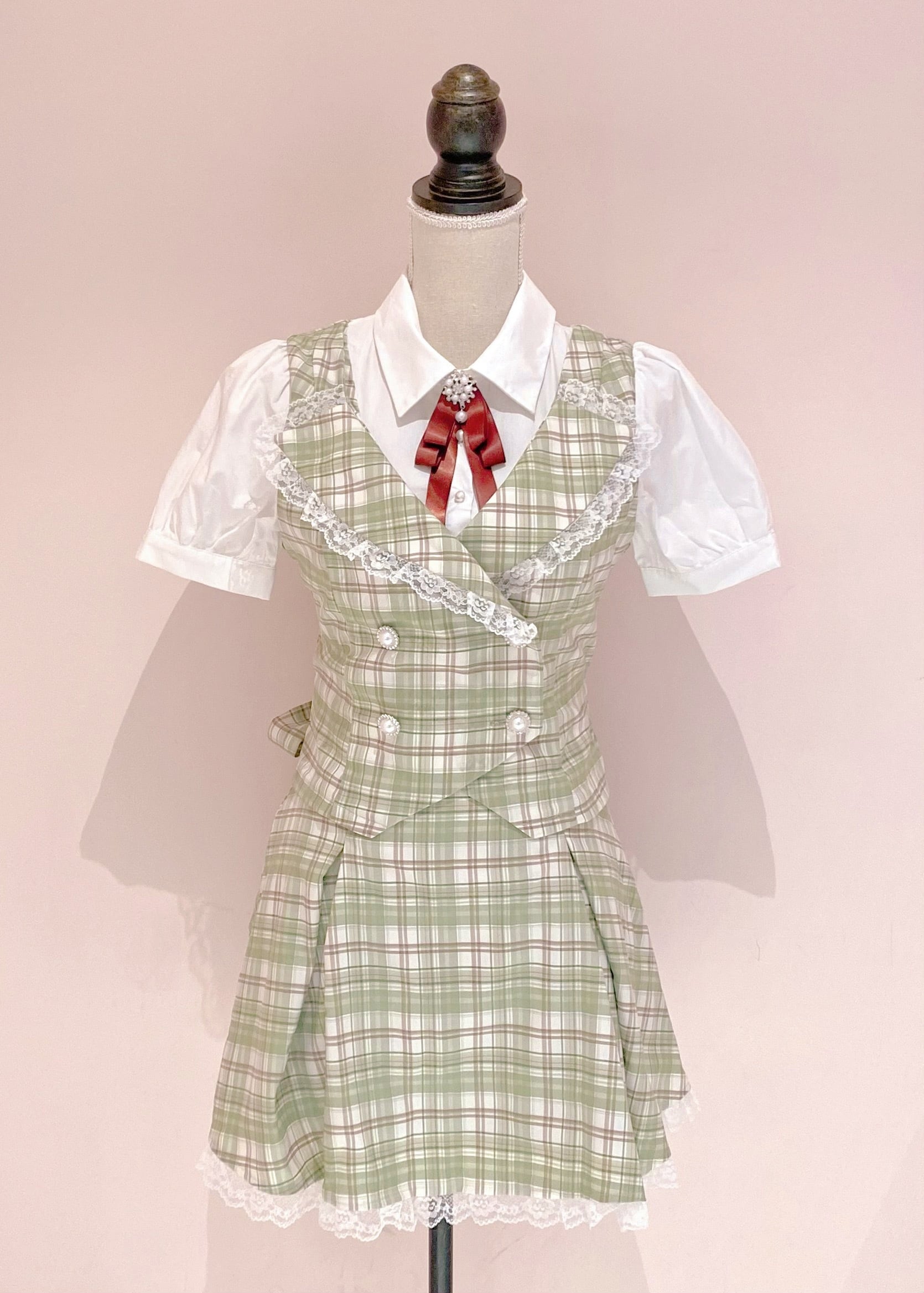 ワンピース Manon Tokyo Girly Check Set-Up Like OP ワンピース Manon Tokyo Girly Check Set-Up Like OP ManonMimie