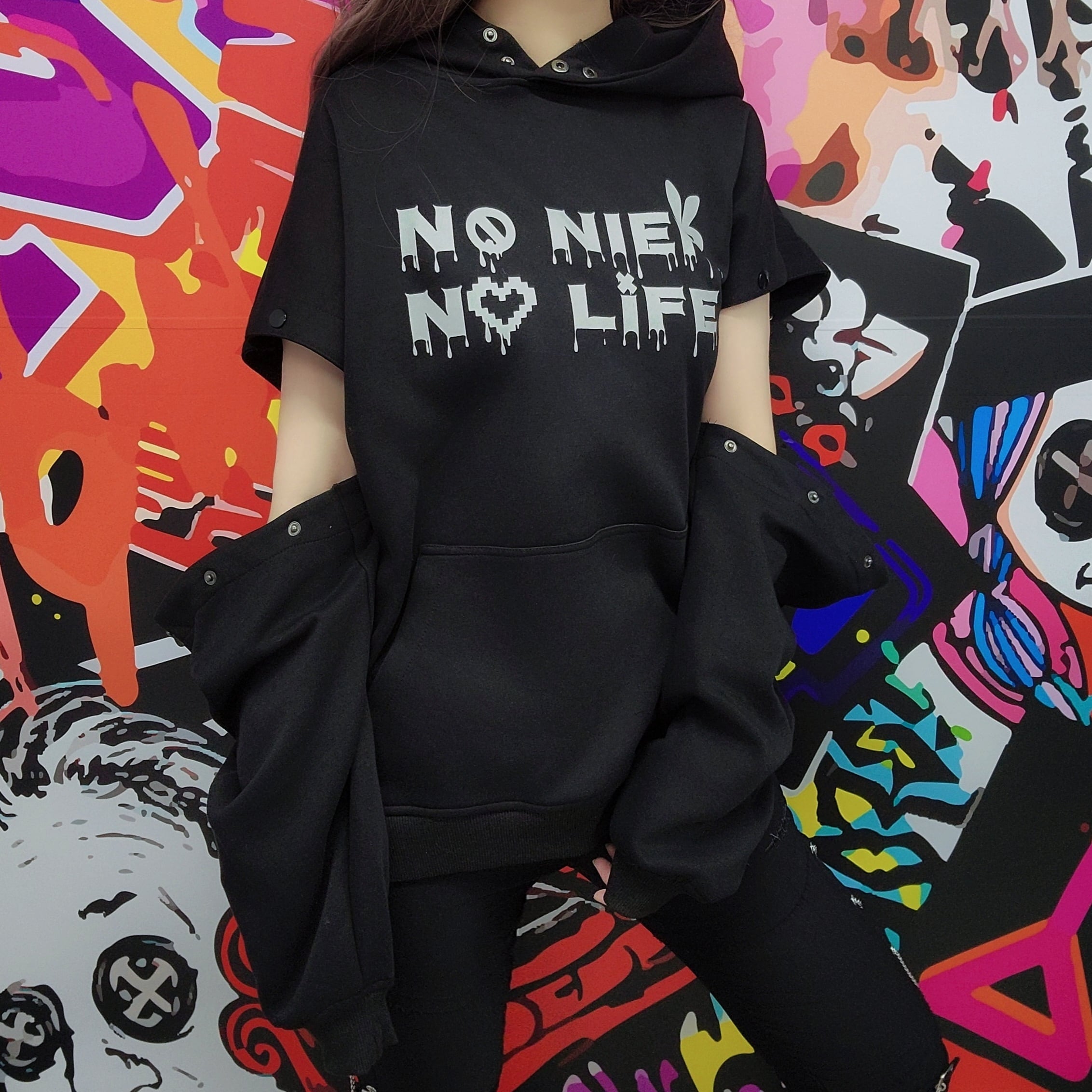NieR マルチスナップスリーブフーディトップス【FACE】 マルチスナップスリーブフーディトップス【FACE】 | NIER CLOTHING